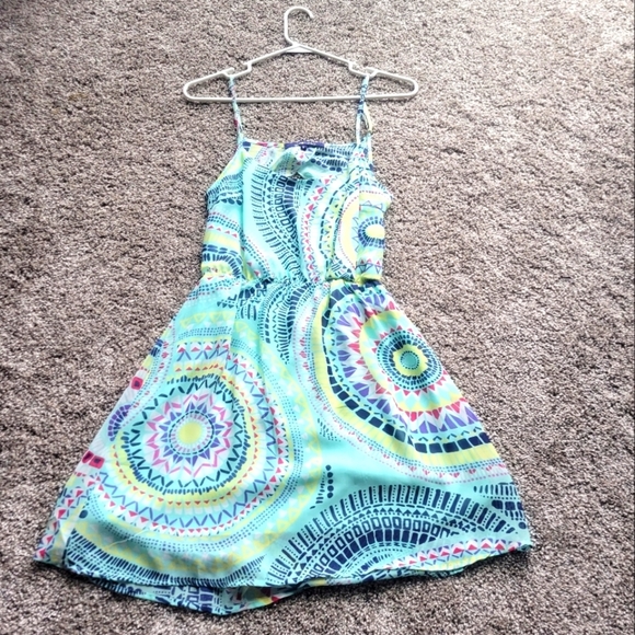 Ocean Drive Open Back Geometric Summer Dress Size M - Picture 1 of 6